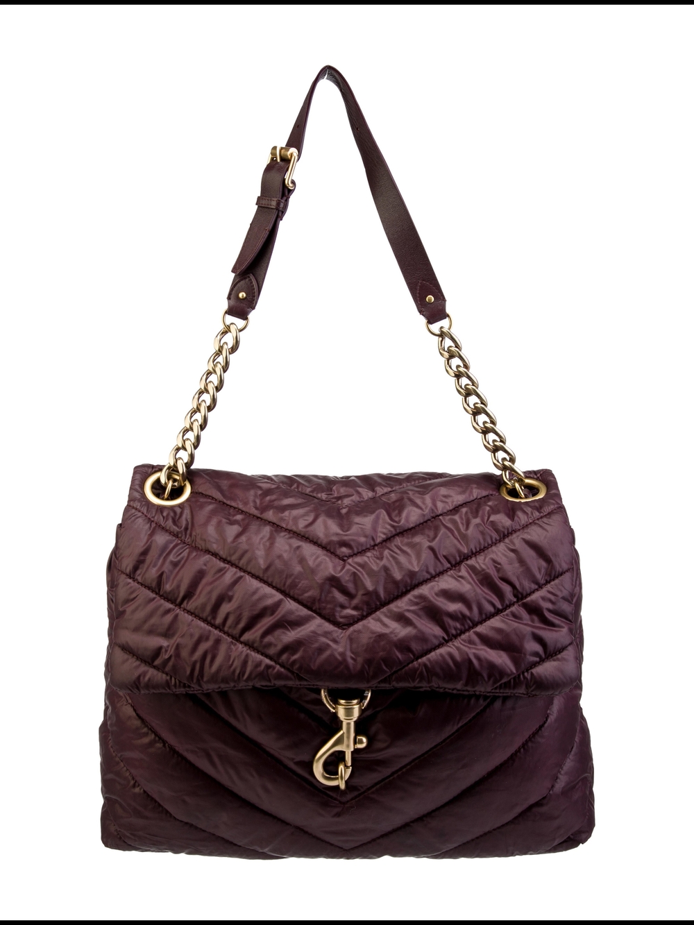 Rebecca Minkoff Quilted Shoulder Bag in Plum with Gold Hardware